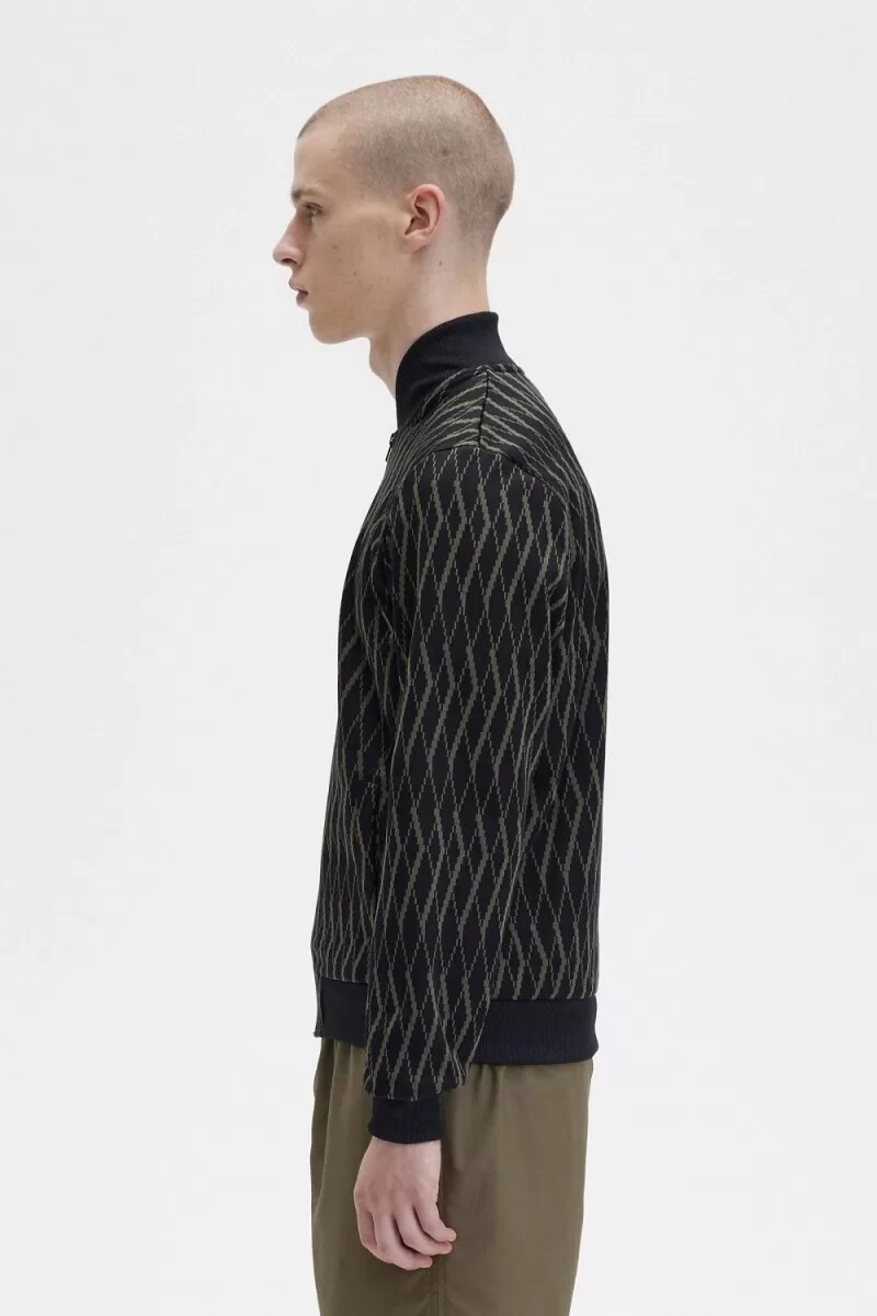 fred perry argyle mens track jackets black