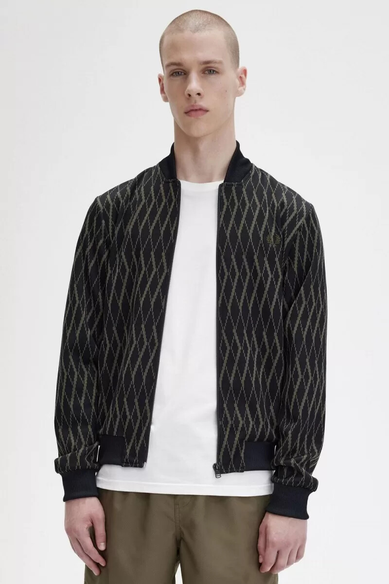 fred perry argyle mens track jackets black