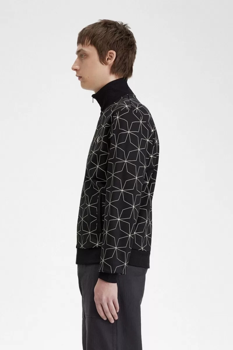 fred perry geometric print mens track jackets black