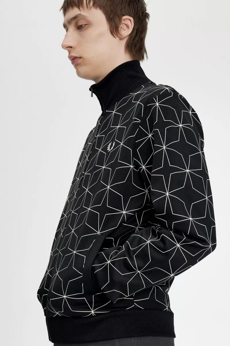 fred perry geometric print mens track jackets black