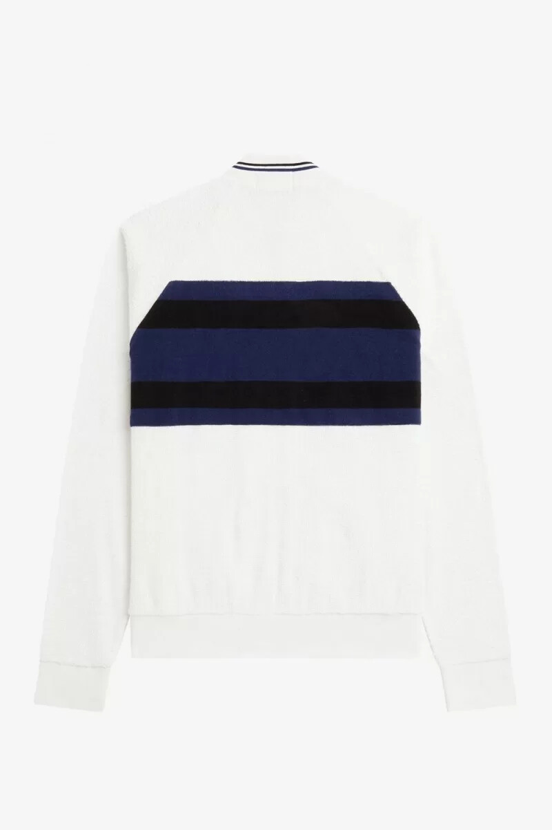 fred perry towelling bomber jacket mens track jackets snow white