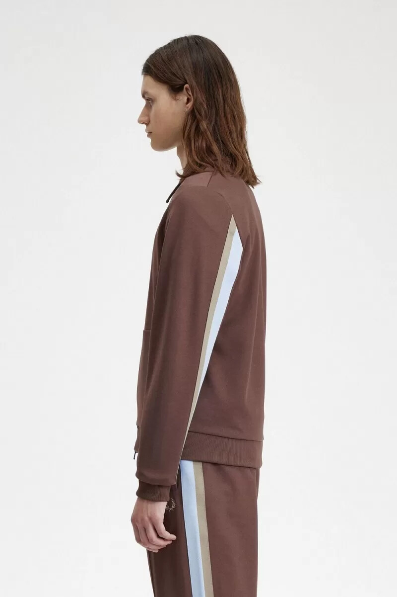 fred perry tape detail collared mens track jackets dark red
