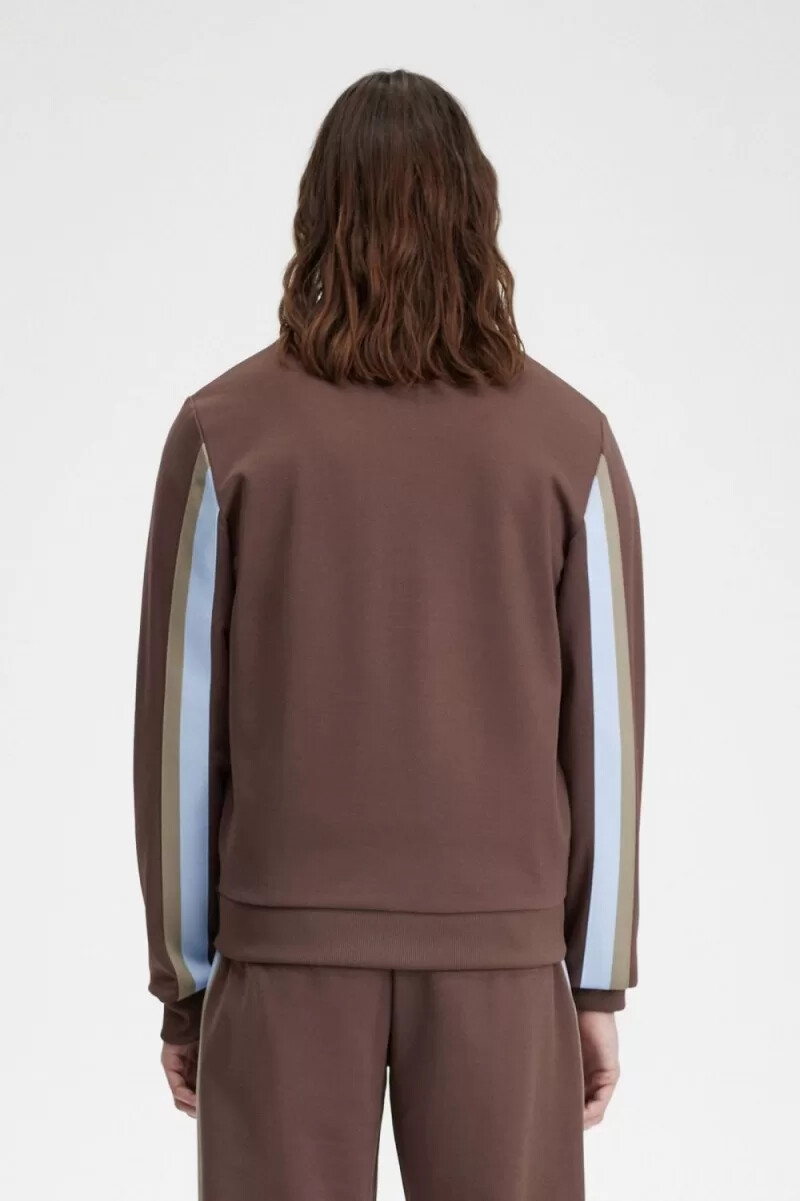 fred perry tape detail collared mens track jackets dark red