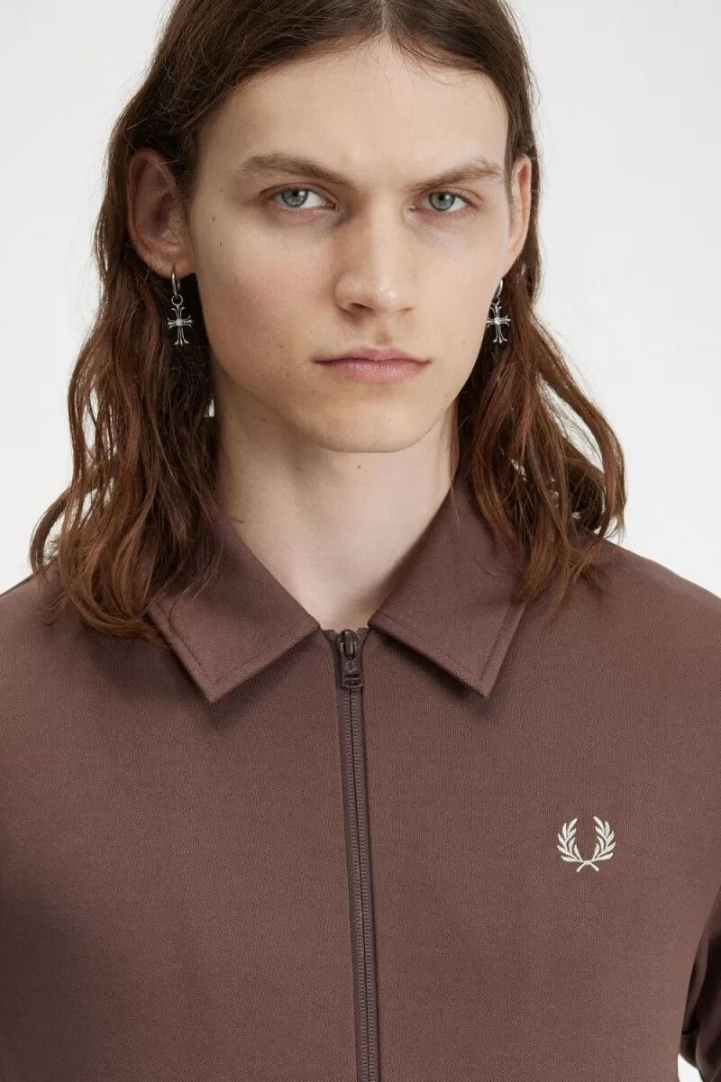 fred perry tape detail collared mens track jackets dark red