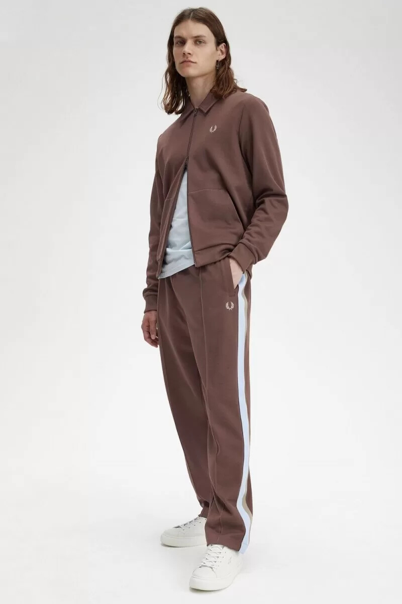 fred perry tape detail collared mens track jackets dark red