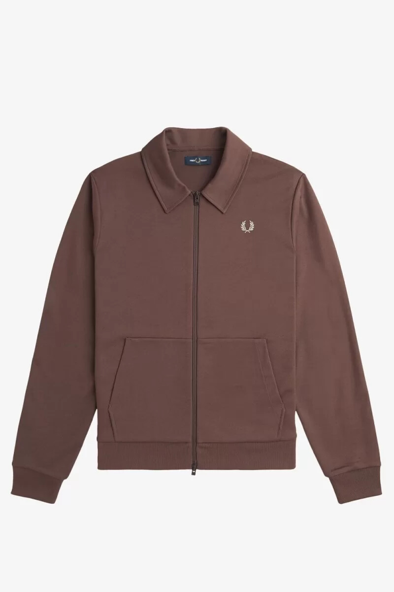 fred perry tape detail collared mens track jackets dark red