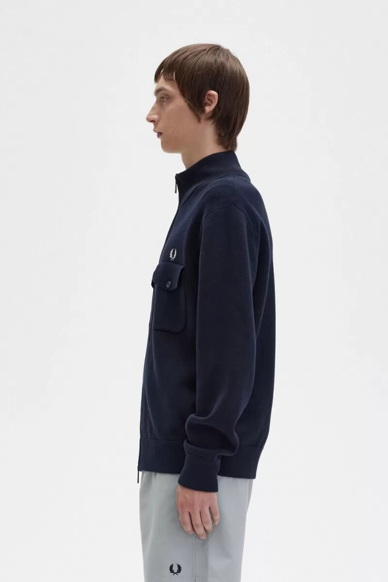 fred perry knitted mens track jackets navy