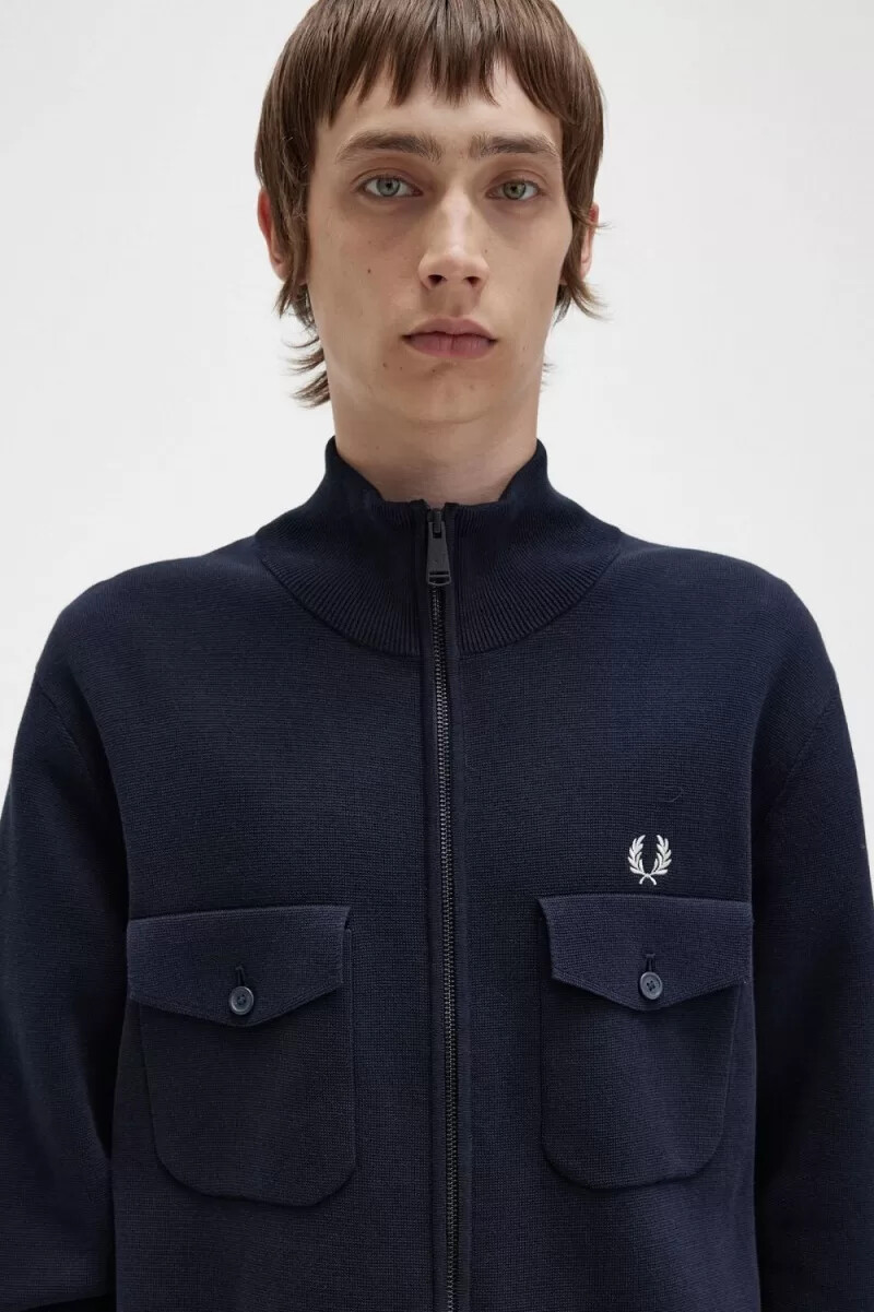 fred perry knitted mens track jackets navy