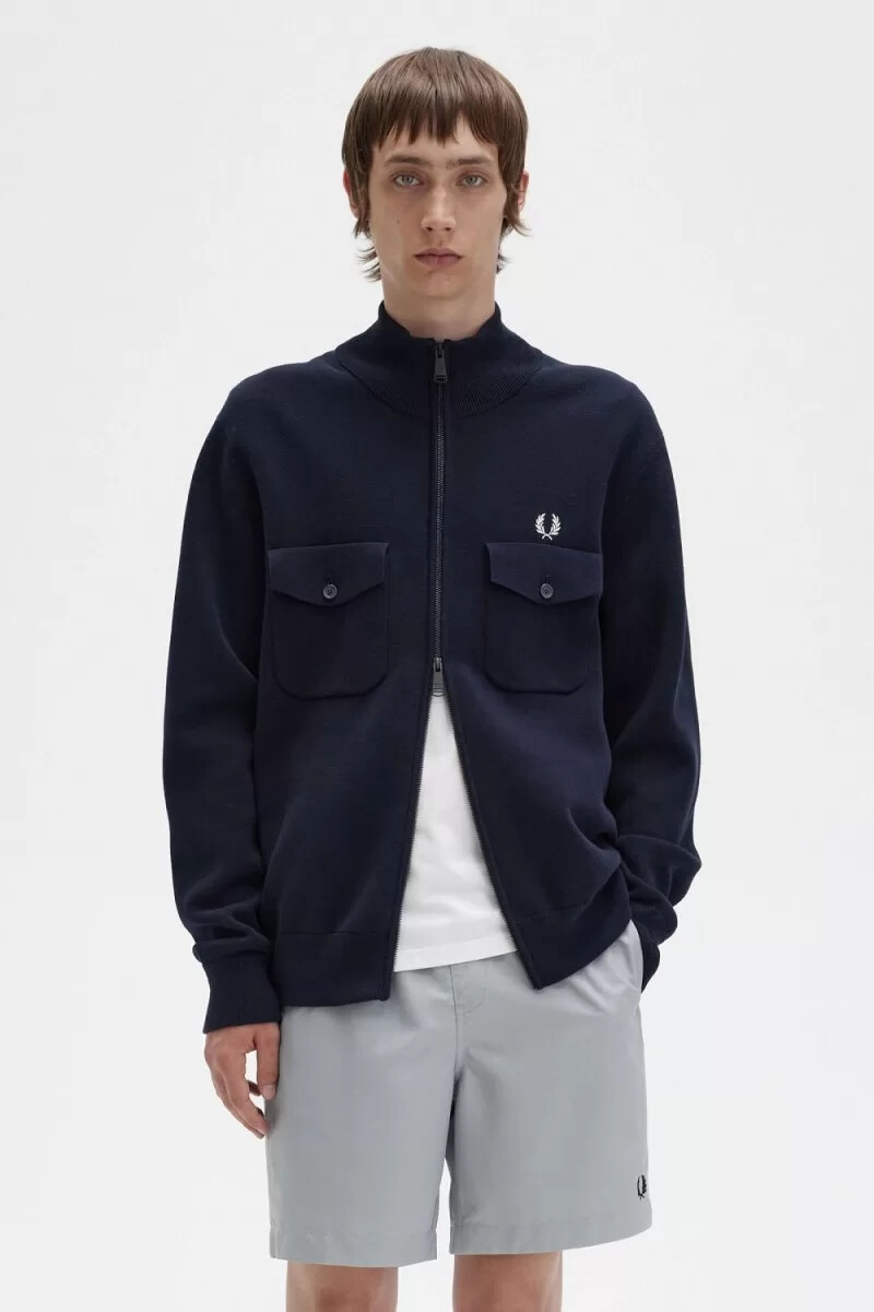 fred perry knitted mens track jackets navy