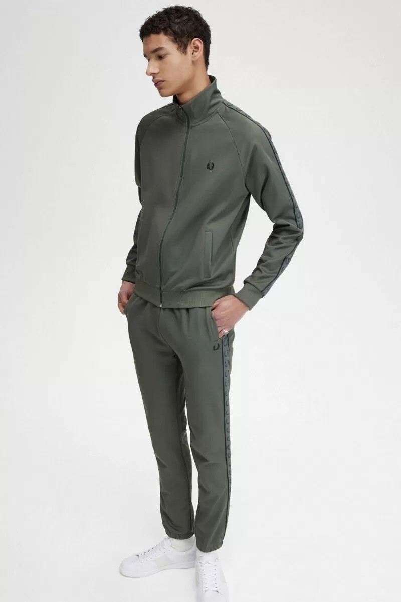 fred perry contrast tape mens track jackets field green black