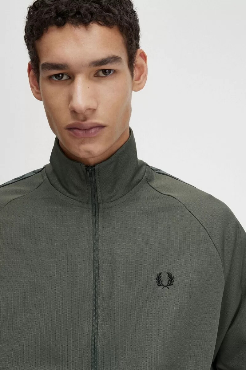 fred perry contrast tape mens track jackets field green black