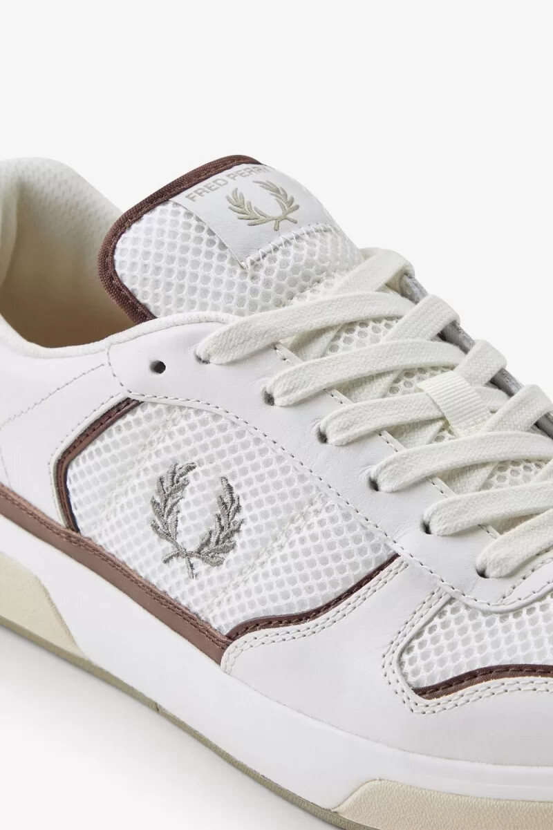 fred perry b300 mens trainers snow white warm grey