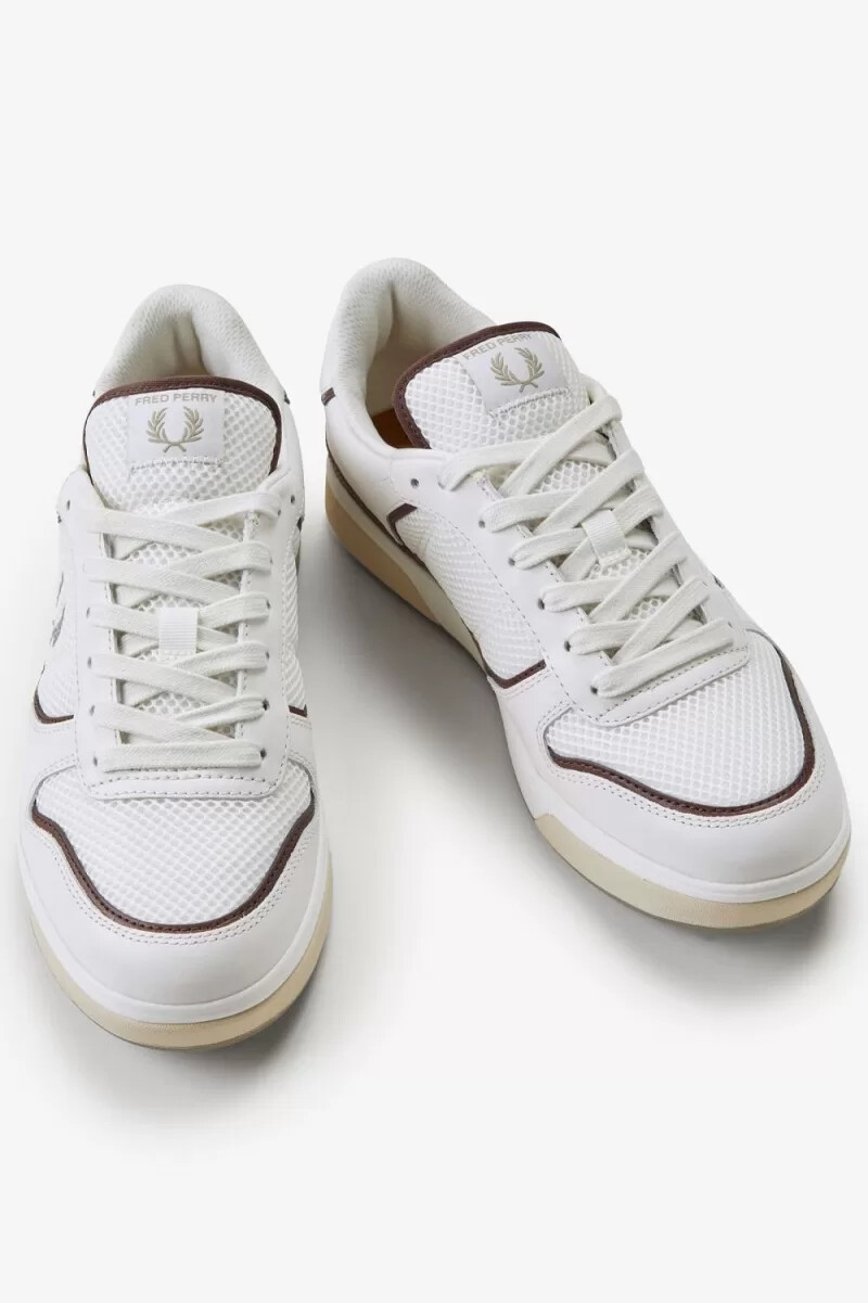 fred perry b300 mens trainers snow white warm grey