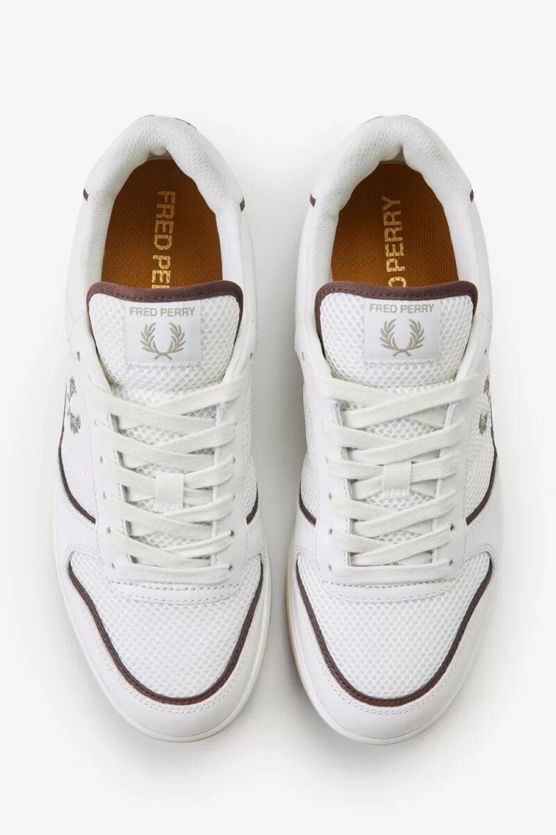 fred perry b300 mens trainers snow white warm grey