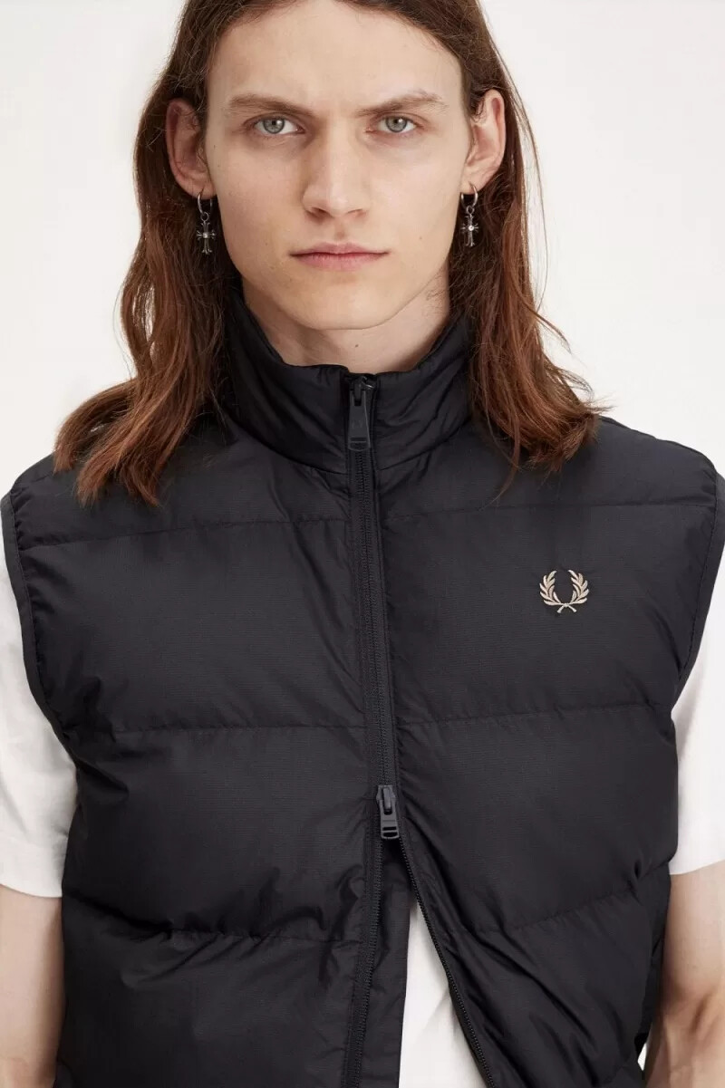 fred perry insulated mens vest anchor grey