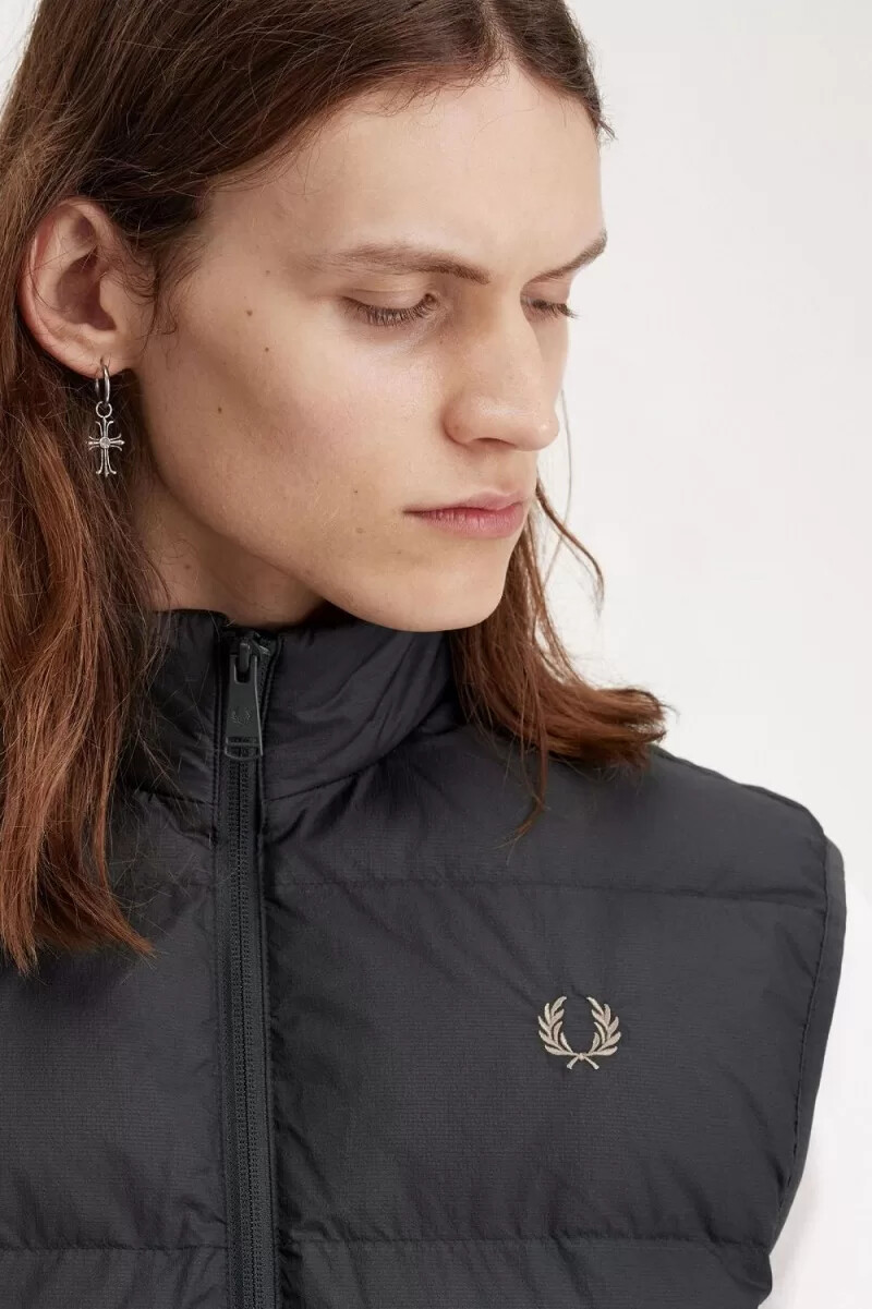 fred perry insulated mens vest anchor grey