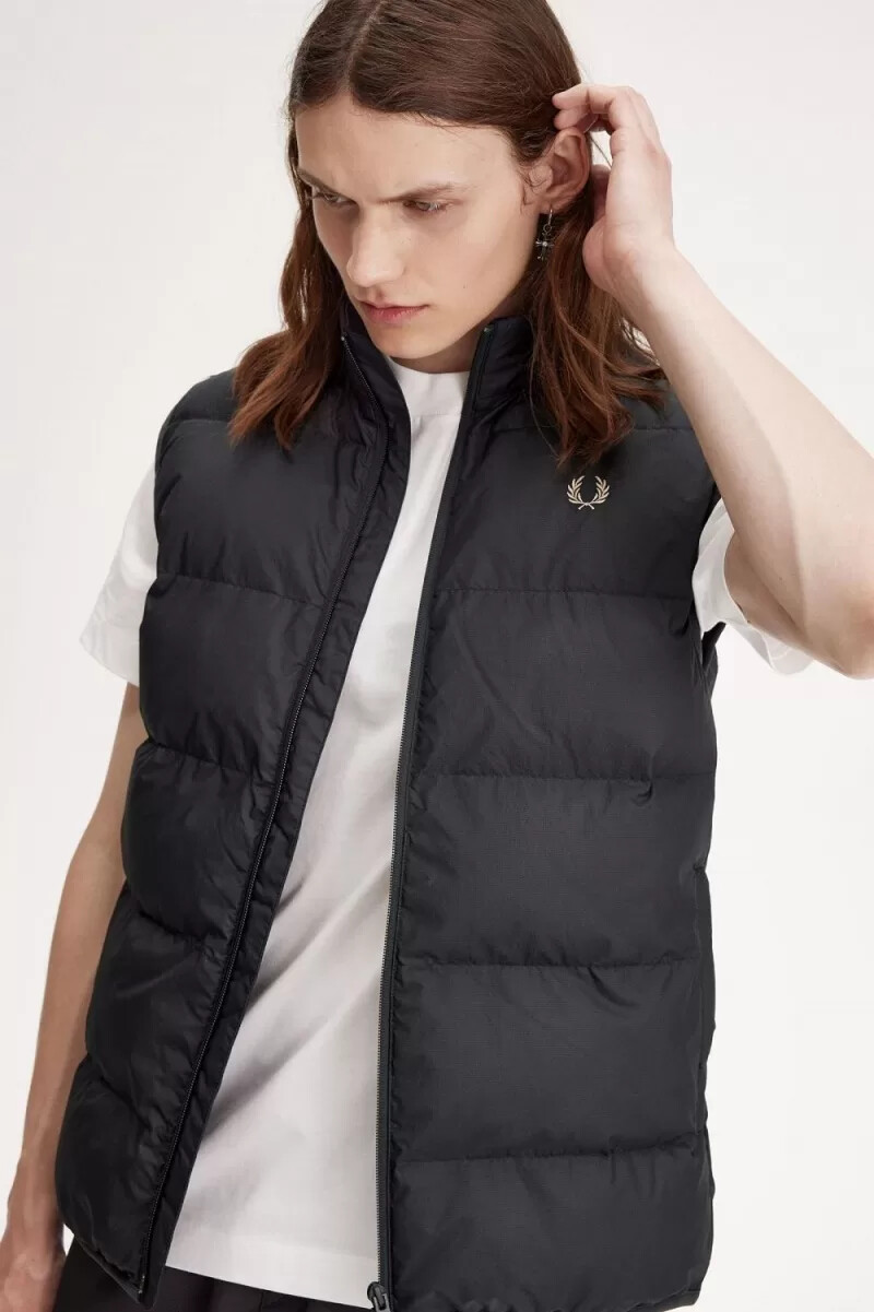 fred perry insulated mens vest anchor grey