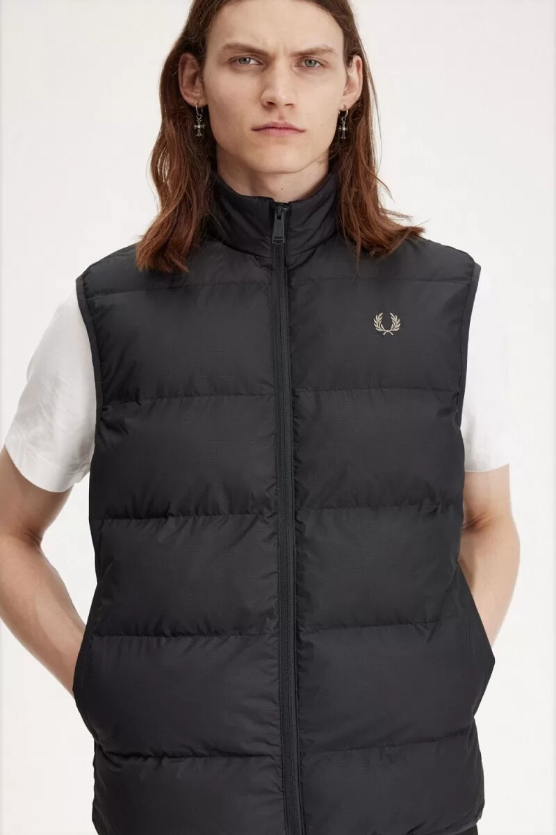 fred perry insulated mens vest anchor grey