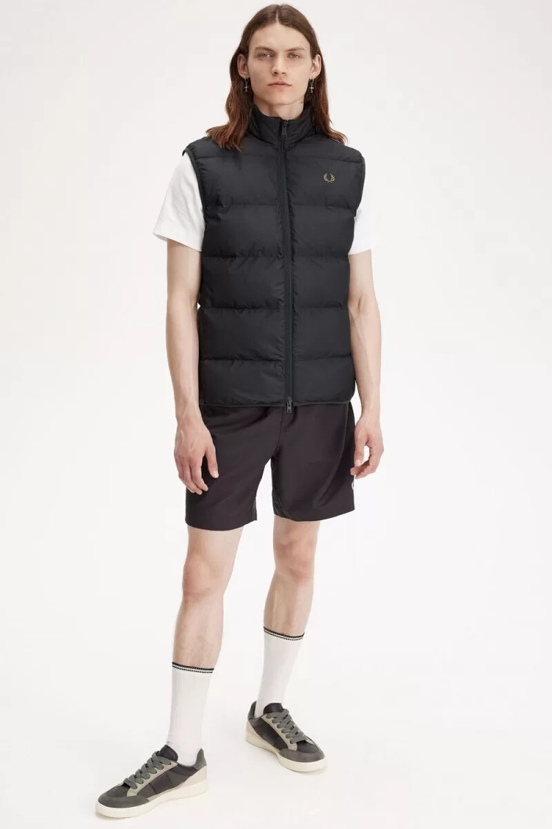 fred perry insulated mens vest anchor grey